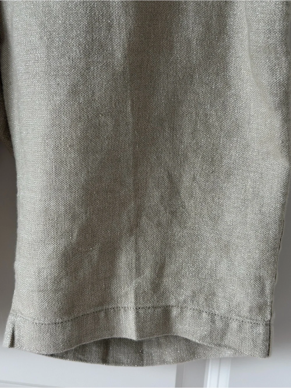 Eileen Fisher Neutral Beige Organic Linen Blend Shimmer Metallic Shorts ~ 8-10